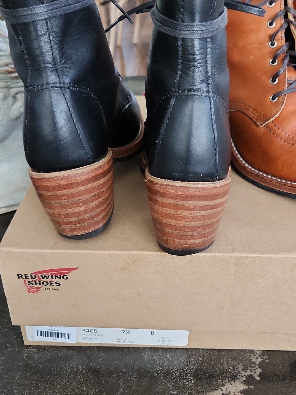 Red Wing Clara Lace-Up Leather Boots in Black sz 7.5 - Picture 4 of 4